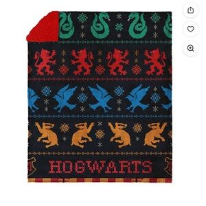 NWT Harry Potter Houses Plush Sherpa Blanket XL 50x60 Winter